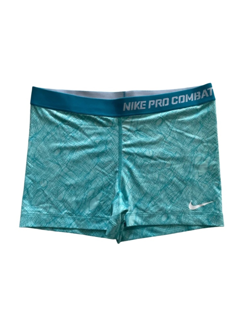 NWOT Nike Pro Combat Aqua/Teal Compression Shorts Women L #0065